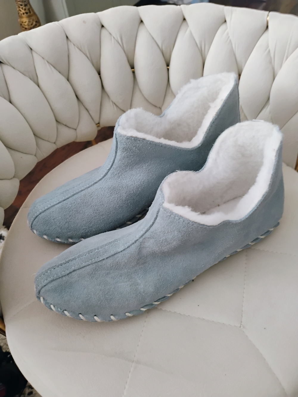 Men's Cozy Slip-On Shearling Boots - Light Blue